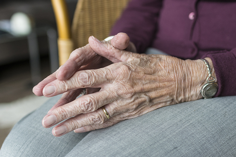 Hands of the elderly. 