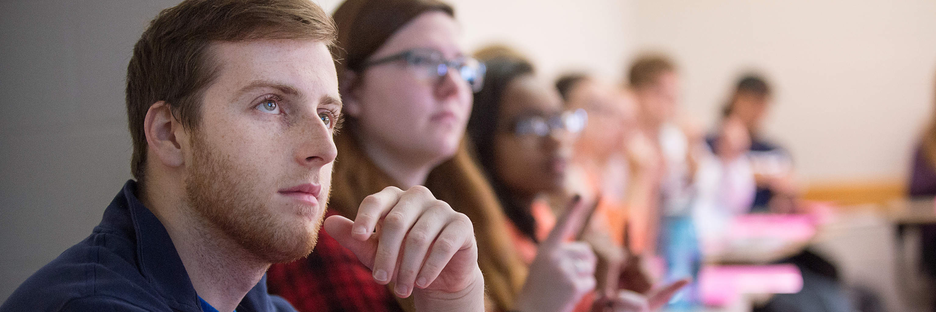 Students in a Department of Speech and Hearing American Sign Language Sequence class on the Indiana University Bloomington campus.